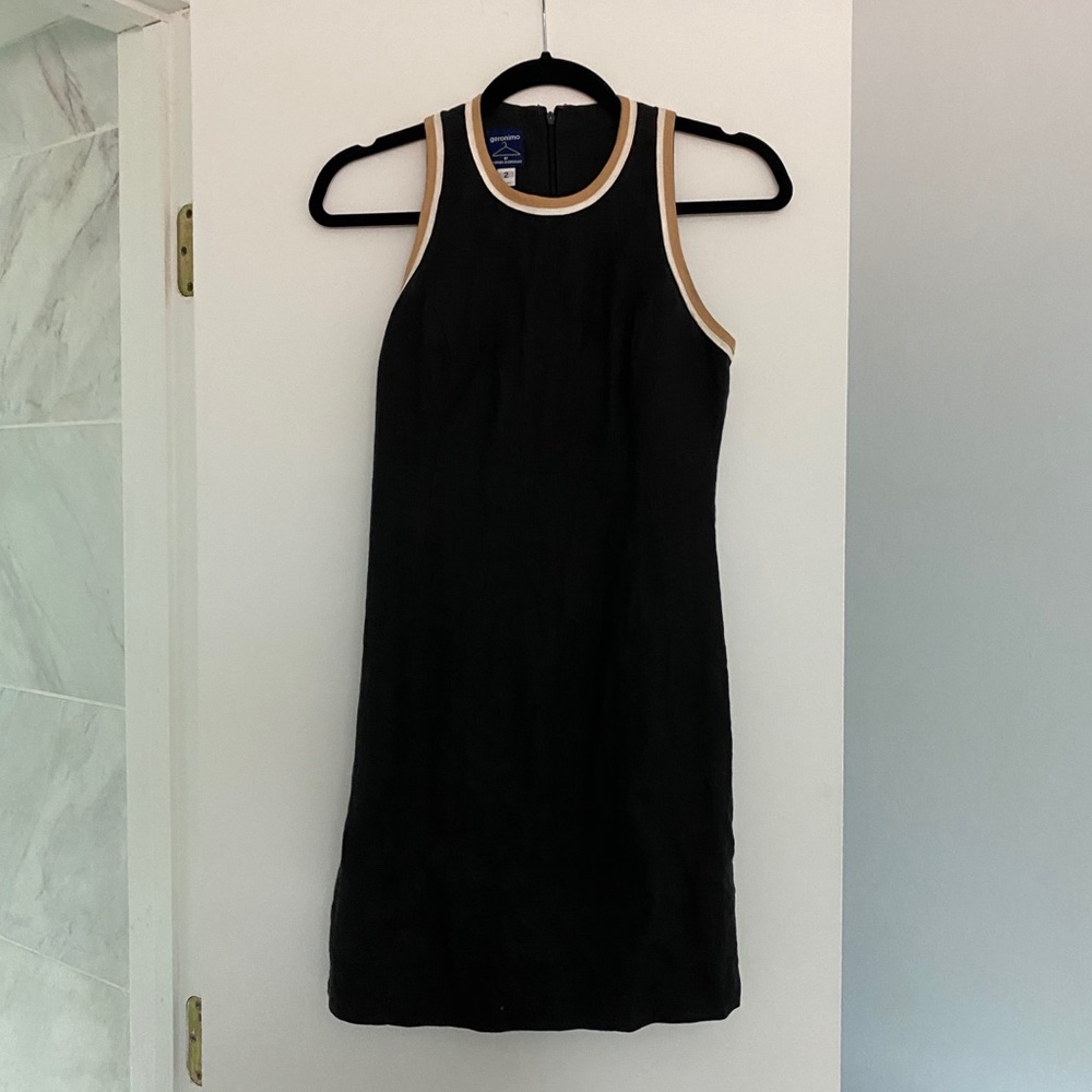 Black linen mini dress